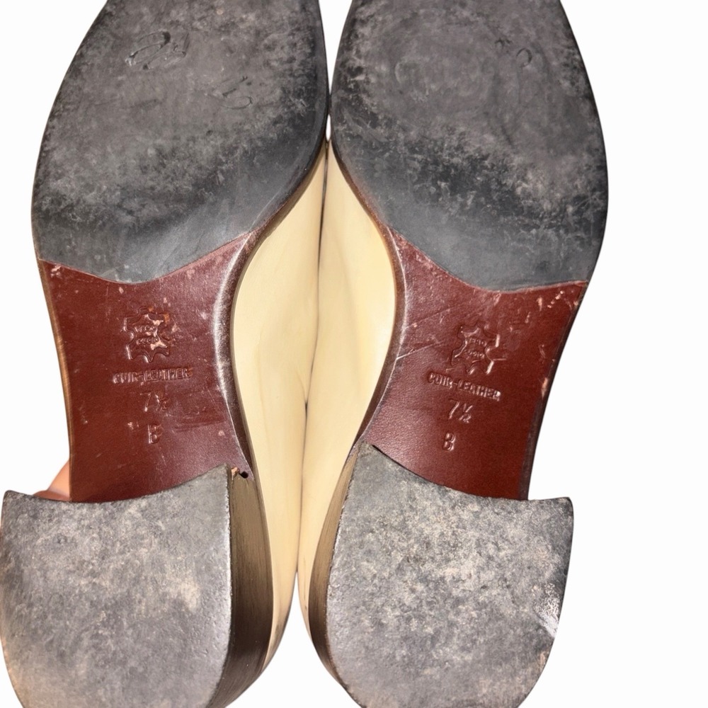 Vtg Bruno Magli Bologna Italy Cream Leather Square Toe Block Heel Sz 7.5 B - Picture 6 of 6